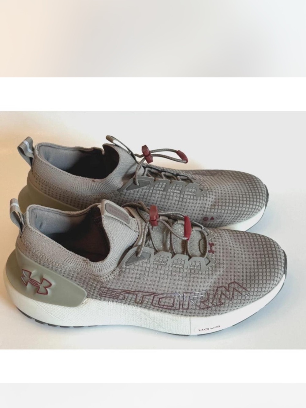 Under Armour Men’s Gray and Red HOVR Slip-On Sneakers EUC